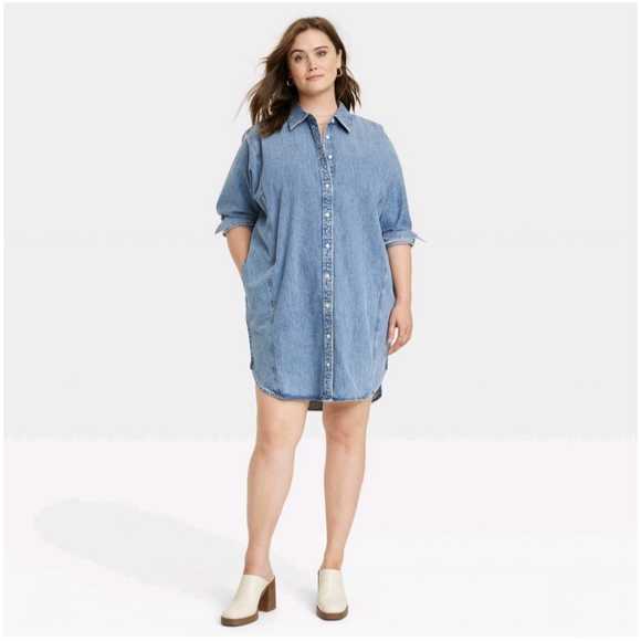 women's mini denim dress Wholesale Low Slung Buckle Belt A-Line V-Neck 3/4 Sleeves color: pink Waist:42W